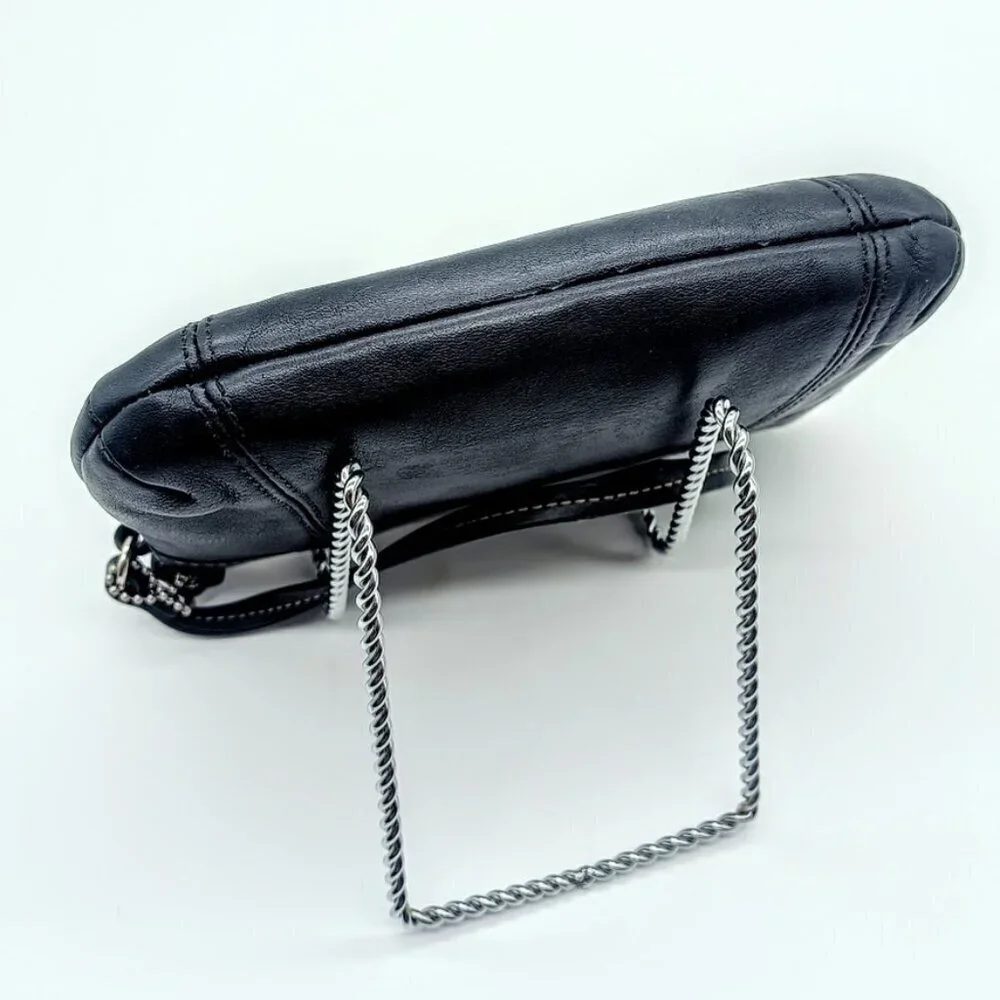 Vintage Coach Blue Black Pleated Leather Wristlet